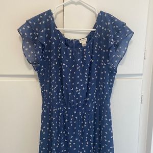 Blue with white flowers J.Crew midi dress. Size 10